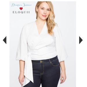 Draper james 3/4 Sleeve Wrap Top white size 18
